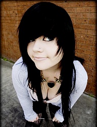 Fryzury Średnie Alternatywne EMO Czarne - 1096283