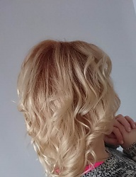 Fryzury Średnie Wieczorowe Kręcone Rozpuszczone Blond - 3073965