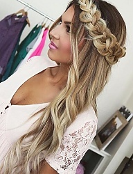 Fryzury Długie Na co dzień Kręcone Warkocze Blond - 3119402