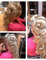 Fryzury Długie Wieczorowe Kręcone Upięcie Blond - 2398053