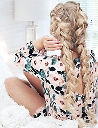 Fryzury Długie Na co dzień Proste Warkocze Blond - 3122610