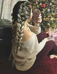 Fryzury Długie Na co dzień Kręcone Warkocze Blond - 3202142