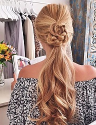 Fryzury Długie Na co dzień Kręcone Upięcie Blond - 3010054