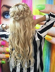 Fryzury Długie Na co dzień Kręcone Warkocze Blond - 3087860