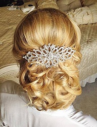 Fryzury Długie Ślubne Kręcone Upięcie Blond - 2737806
