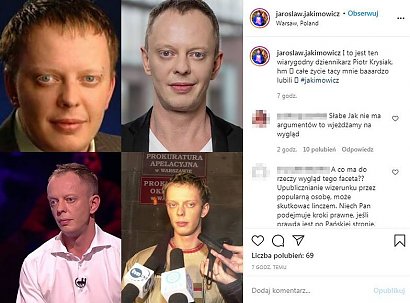 Jarosław Jakimowicz prawdopodobnie naśmiewał się z wyglądu dziennikarza - ten post już usunął